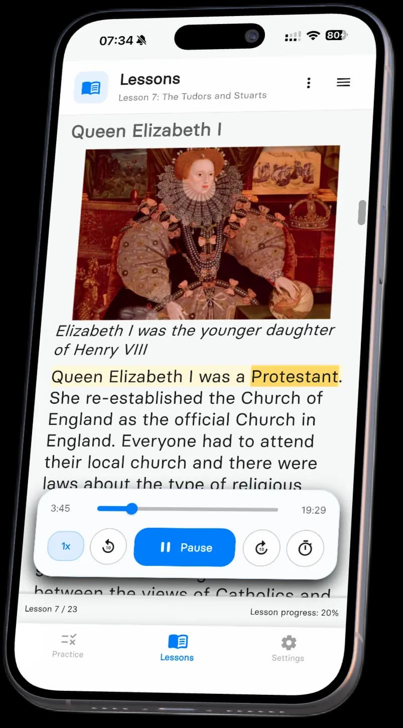 Life in the UK Test handbook shown inside the app