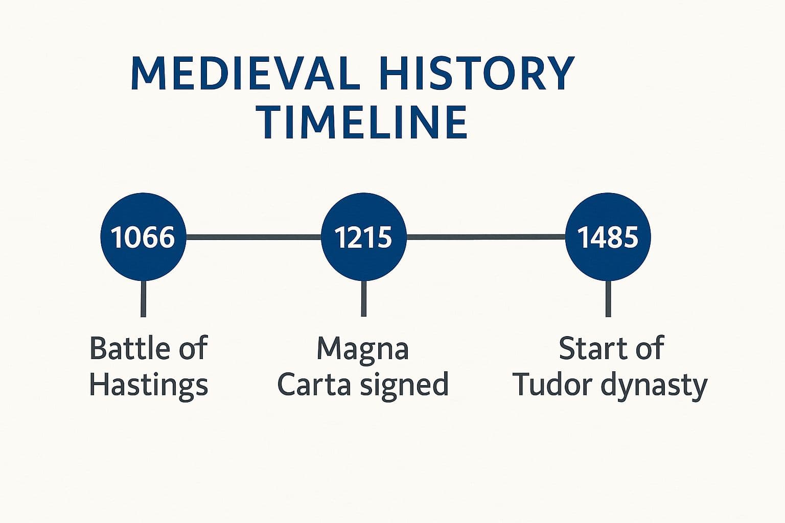 Infographic showing key data about UK History: The Middle Ages and Tudor Period